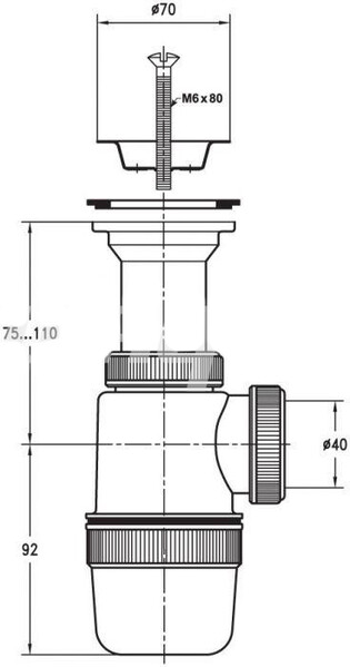 ВП 0612 Сифон "Элит" с литым выпуском и нерж.чашкой