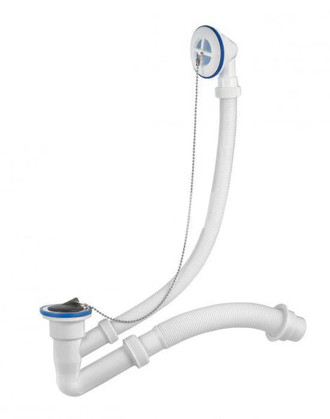 ВП 0651 Сифон для ванн (обвязка) "Элит" 1 1/2"х40, с пласт.реш D=65 мм, с гиб.трубой 40-40/50