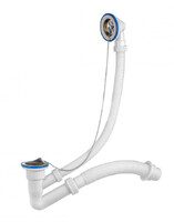 ВП 0652 Сифон для ванн (обвязка) "Элит" 1 1/2"х40,с нерж.решет.D=70 мм, с гиб.трубой 40-40/50