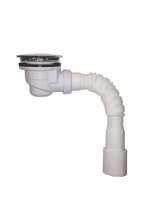 V515-40-MR Сифон для душевого поддона 1 1/2"х60мм с гибкой трубой 40х40/50, хром, h67мм