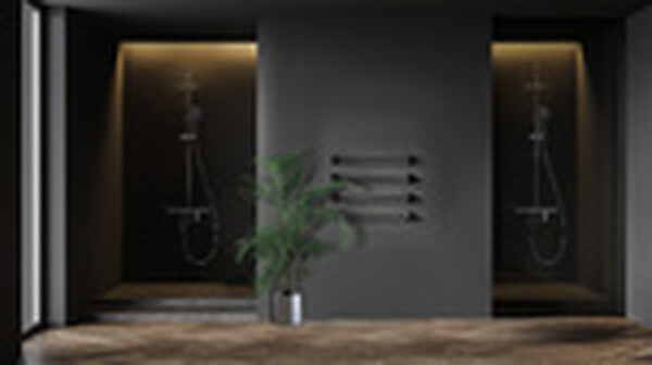 LM7012BL Tropic Смеситель для ванны с верхней душевой лейкой Троп. дождь, 4-функц. лейка, пов. излив, черный LEMARK