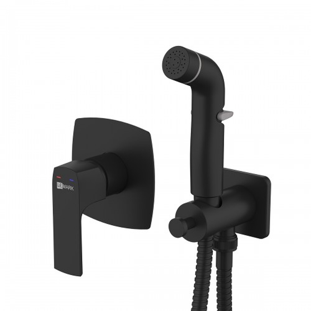 LM7219BL Ursus Смеситель с гигиеническим душем, встраиваемый, черный LEMARK