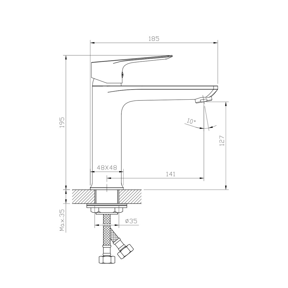 Смеситель Тюльпан шар d35, средний, хром ROSSINKA RS27-13 