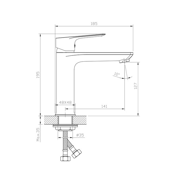 Смеситель Тюльпан шар d35, средний, хром ROSSINKA RS27-13 