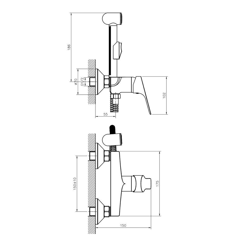 Смеситель с гигиен. душем шар 35мм хром ROSSINKA RS29-52