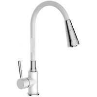 4044-8 Смеситель Кухня Frap d-35 на гайке (белый/хром) 