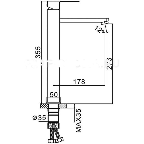 10802-62 Смеситель Тюльпан Frap d-35 на гайке (черный) ВЫСОКИЙ