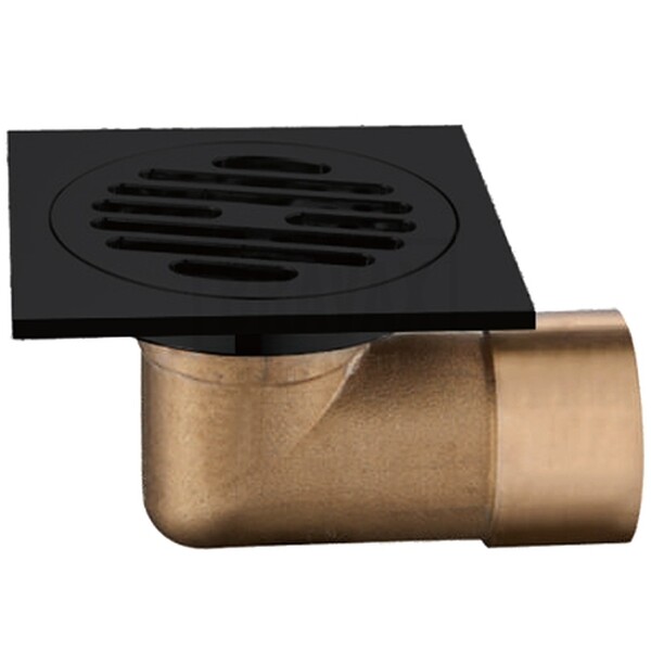 G81053-6 Трап 50 горизонтальный GAPPO латунь 100*100 (черный)  сухой затвор