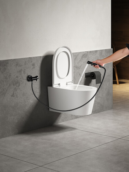 LM7166BL Solo Смеситель с гигиеническим душем, встраиваемый, м/к 35мм, шланг 1,2м ЧЕРНЫЙ LEMARK