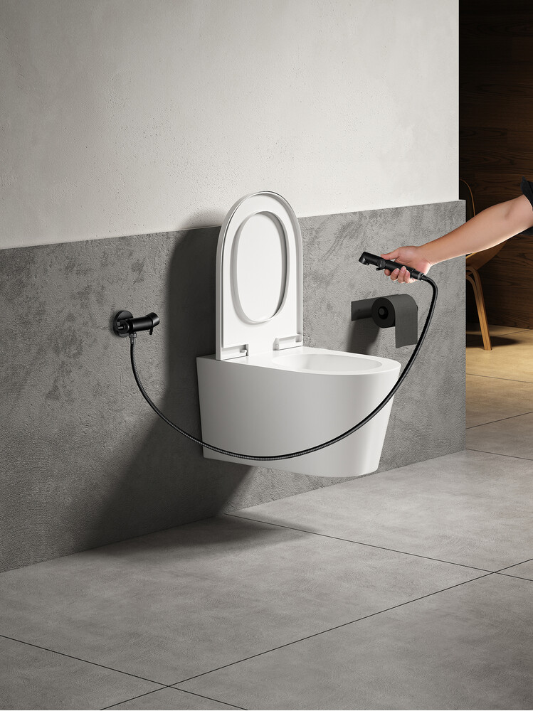 LM7166BL Solo Смеситель с гигиеническим душем, встраиваемый, м/к 35мм, шланг 1,2м ЧЕРНЫЙ LEMARK