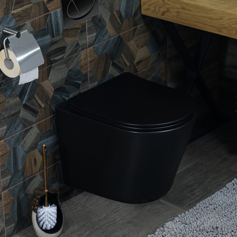 800-310302MB Унитаз подвесной безободковый 480х360х365 MELANA матовый чёрный