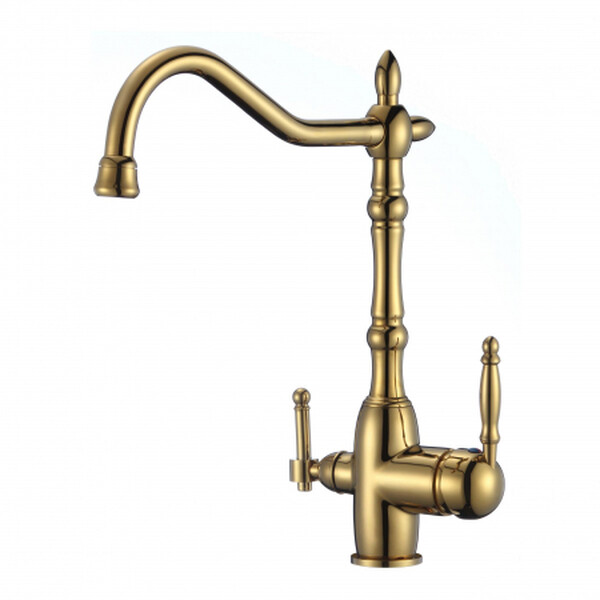 S-L1803B Смеситель Кухня SAVOL с фильтром питьевой воды шар. d=35, на гайке Золото