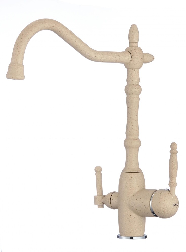 S-L1803Y Смеситель Кухня SAVOL с фильтром питьевой воды шар. d=35, на гайке Бежевый