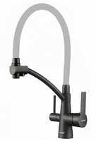 S-L1805H-04 Смеситель Кухня SAVOL с фильтром питьевой воды (цвет излива белый) шар.d=35, Черный