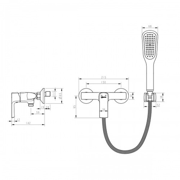 LM7203BL Ursus Смеситель для душа, черный LEMARK