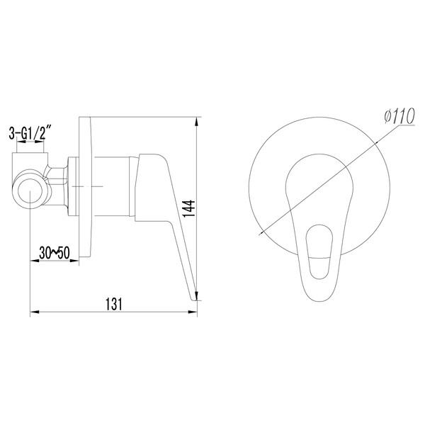 LM4123C Luna Смеситель для душа встраиваемый, без аксессуаров, хром LEMARK