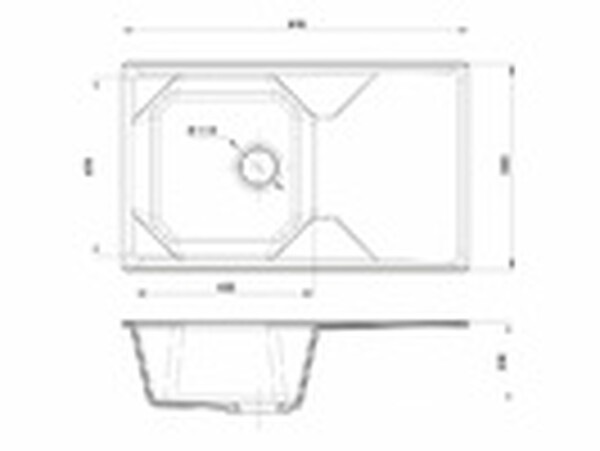 Мойка для кухни GranFest Композит UNIQUE 840L чаша+крыло 840*500мм (U-840L серый)