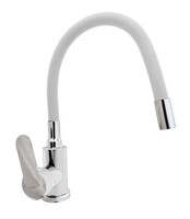 Смеситель Кухня PURSH D35 с белым гибким изливом (белый/хром,нержавеющая сталь,гайка) R99W303W 