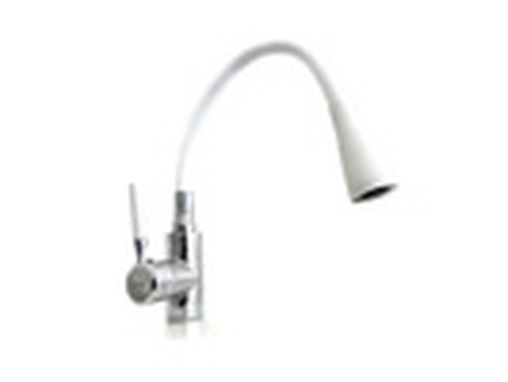 Смеситель Кухня Lemen D35 (белый гибкий излив,лейка-аэратор,гайка,цинк) LA-9022W 