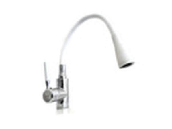 Смеситель Кухня Lemen D35 (белый гибкий излив,лейка-аэратор,гайка,цинк) LA-9022W 