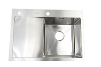 Мойка нерж врезная 680x480х230 т (3,0+1.2mm) сатин НМ 6848 R правая (+ сифон, колландер, дозатор мыла) AISI 304