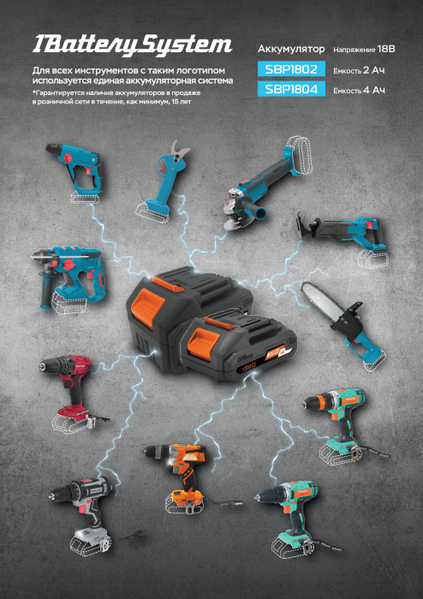 SBP1802 аккумулятор Sturm! 1BatterySystem, 18 В, 2Ач