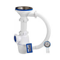 АВУ-1057/1 Сифон бутылочный 3 1/2 с универсальным переливом для ГРАНИТНЫХ моек 