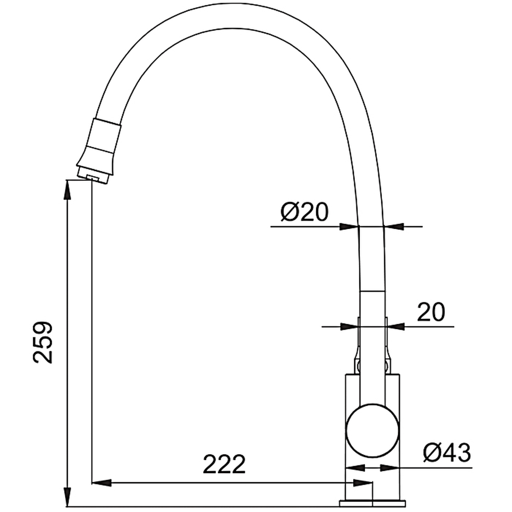 4067-6 Смеситель Кухня Frap шар d-35 (черный)