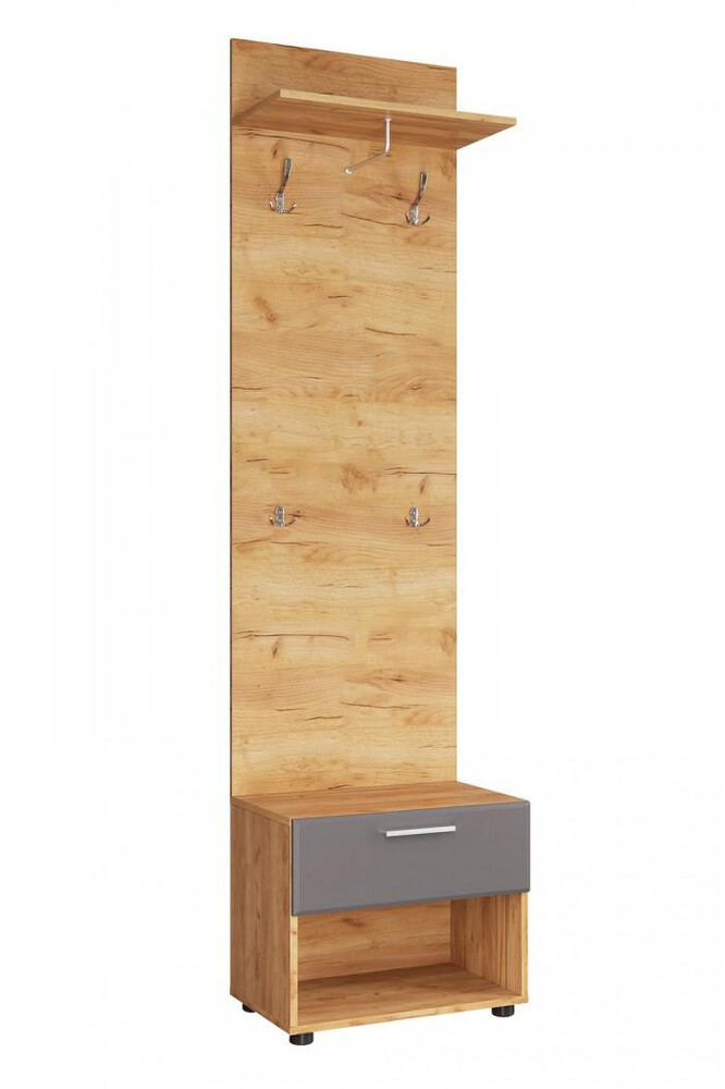 Сафари Тумба с вешалкой ТМ-003 Корпус - Дуб Крафт золотой Фасад МДФ - матовая Графит Софт МК127 КАТЕГОРИЯ А