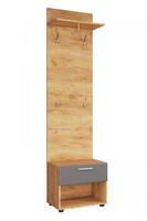 Сафари Тумба с вешалкой ТМ-003 Корпус - Дуб Крафт золотой Фасад МДФ - матовая Графит Софт МК127 КАТЕГОРИЯ А