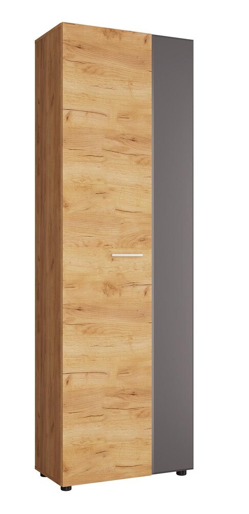 Сафари Шкаф с выдв. штангой ШК-001 Корпус - Дуб Крафт золотой Фасад МДФ - матовая Графит Софт ДС320 КАТЕГОРИЯ А