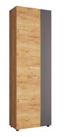 Сафари Шкаф с выдв. штангой ШК-001 Корпус - Дуб Крафт золотой Фасад МДФ - матовая Графит Софт ДС320 КАТЕГОРИЯ А