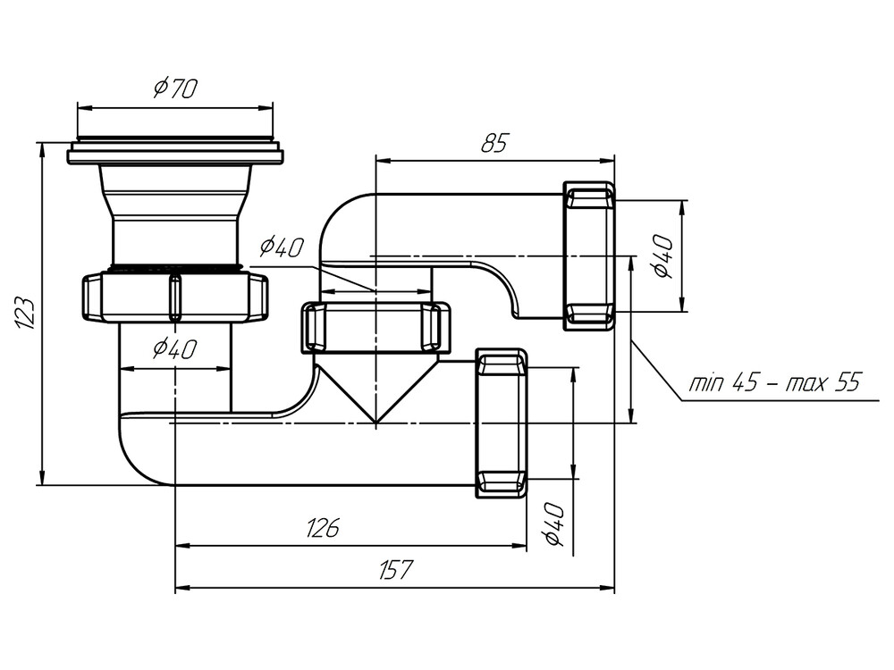 E210 Сифон АНИ Пласт для душ. поддона 1 1/2"*40 регулируемый