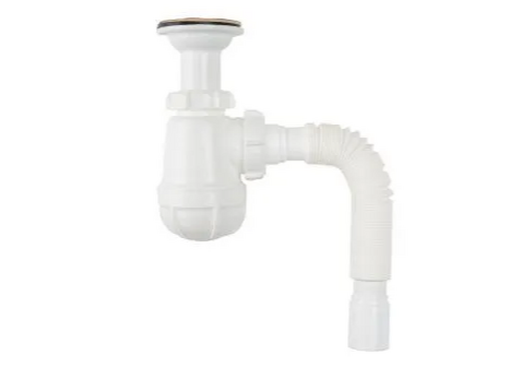 S4015-30-MR Сифон для умывальника 1 1/4" клик-клак Aquant (донный клапан с отв. перелива) с гибкой трубой 40х40/50