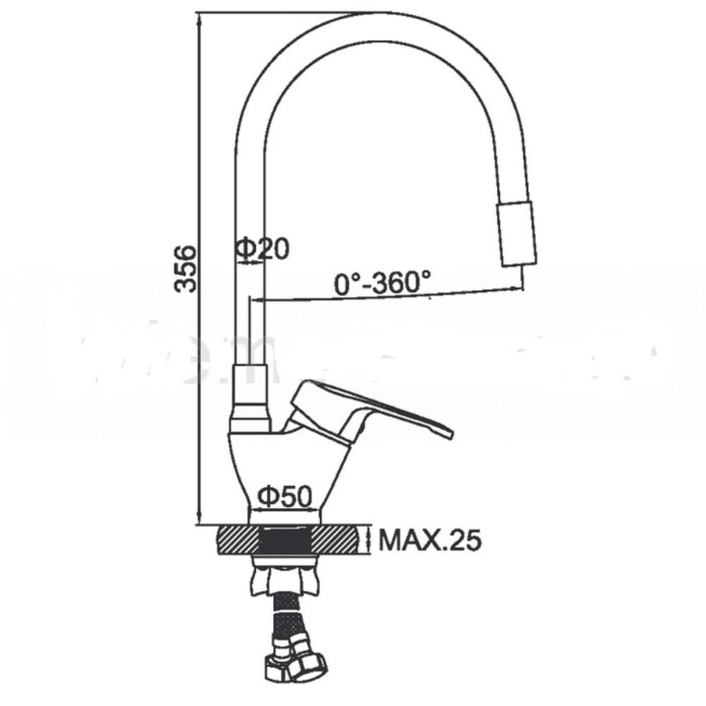 4132-2 Смеситель Кухня LEDEME с силиконовым изливом (на гайке) шар d40 (черный/хром)