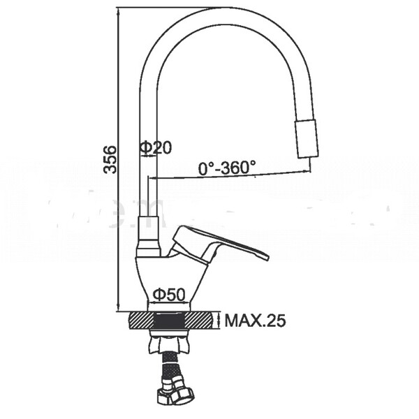 4132-9 Смеситель Кухня LEDEME с силиконовым изливом (на гайке) шар d40 (серый/хром)