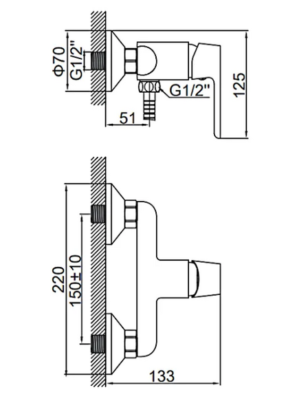  2077W Смеситель Ванна Душ LEDEME шар d35 (белый/хром)