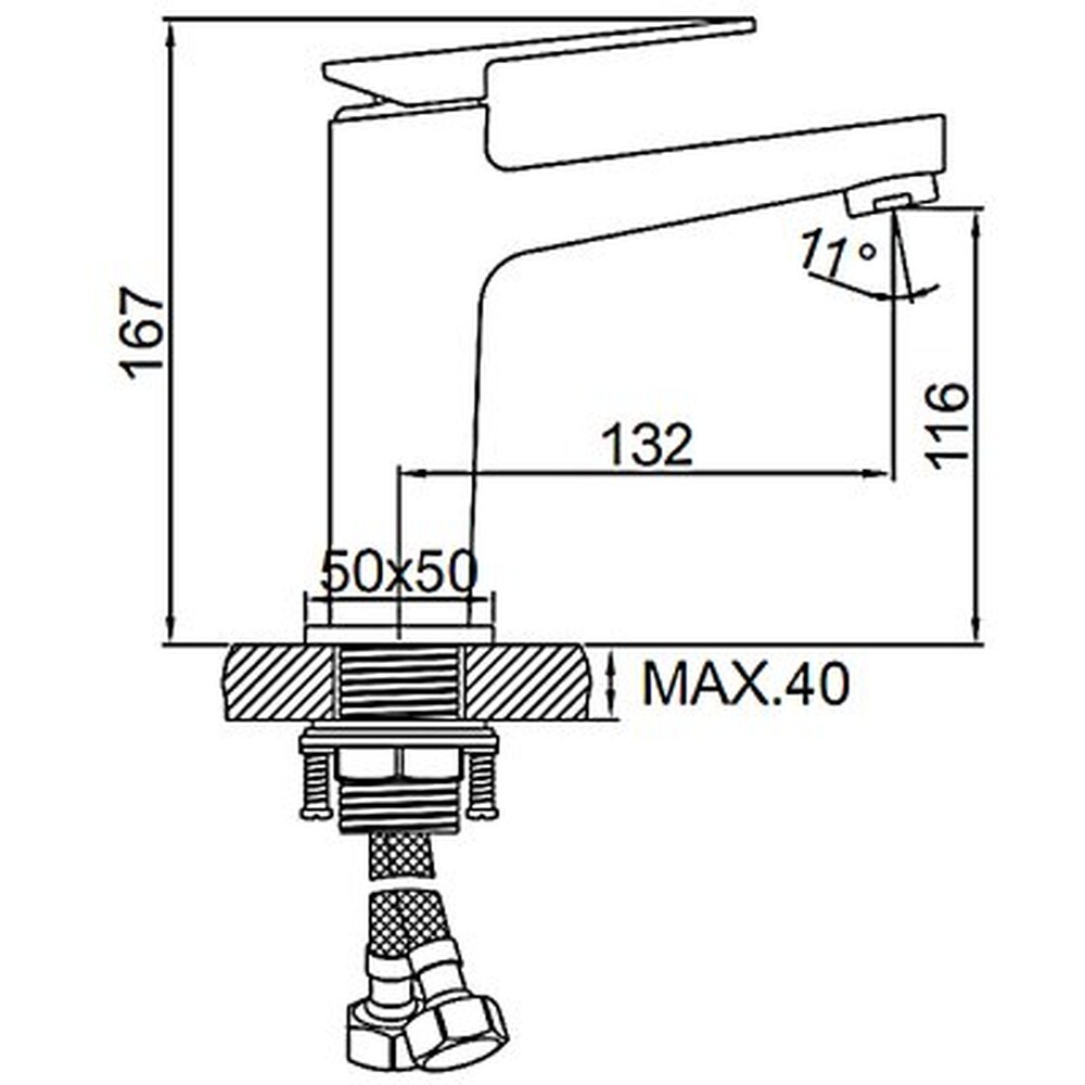 1078B Смеситель Тюльпан LEDEME шар d35 на гайке) (черный)