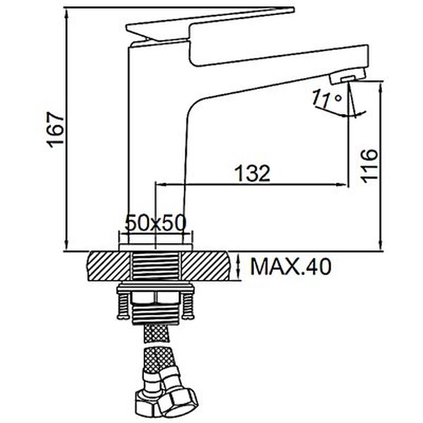 1078U Смеситель Тюльпан LEDEME шар d35 на гайке) (графит)