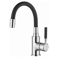 1399-2 Смеситель Тюльпан LEDEME d35 на гайке с силиконовым изливом (черный/хром)