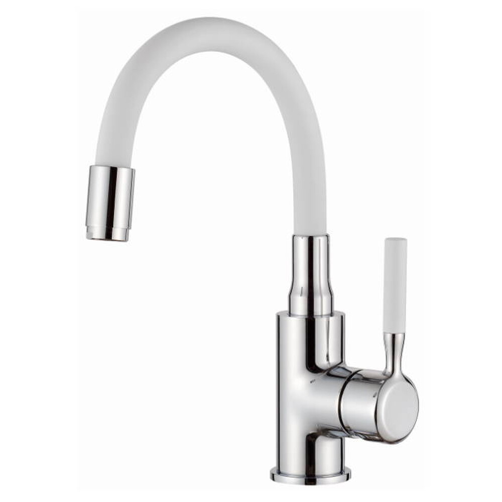 1399-3 Смеситель Тюльпан LEDEME d35 на гайке с силиконовым изливом (белый/хром)