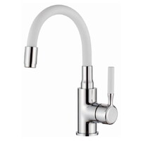 1399-3 Смеситель Тюльпан LEDEME d35 на гайке с силиконовым изливом (белый/хром)