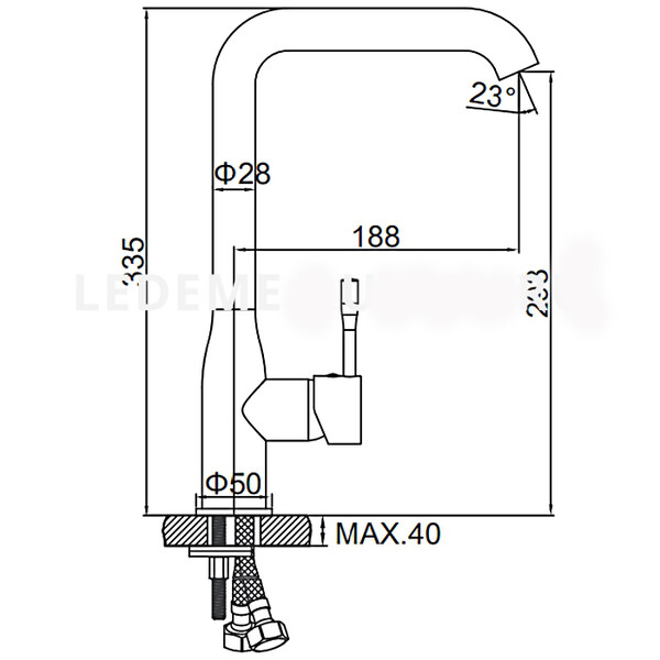 4698-300 Смеситель Кухня LEDEME МАКСИ шар d35 (терракотовый)