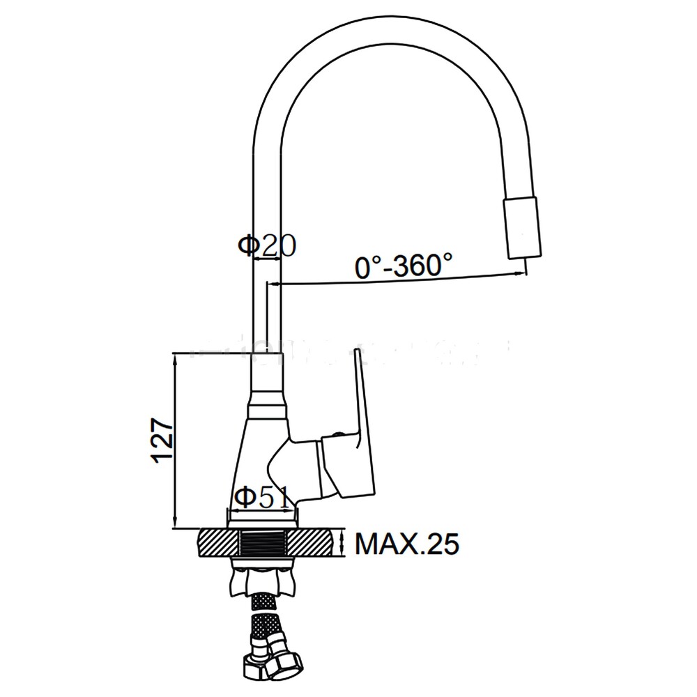 4699-3 Смеситель Кухня LEDEME с силиконовым изливом (на гайке) шар d40 (белый/хром)