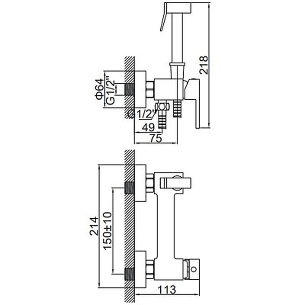 5398B-7 Смеситель Гигиенический душ LEDEME со смесителем шар d25 (черный)