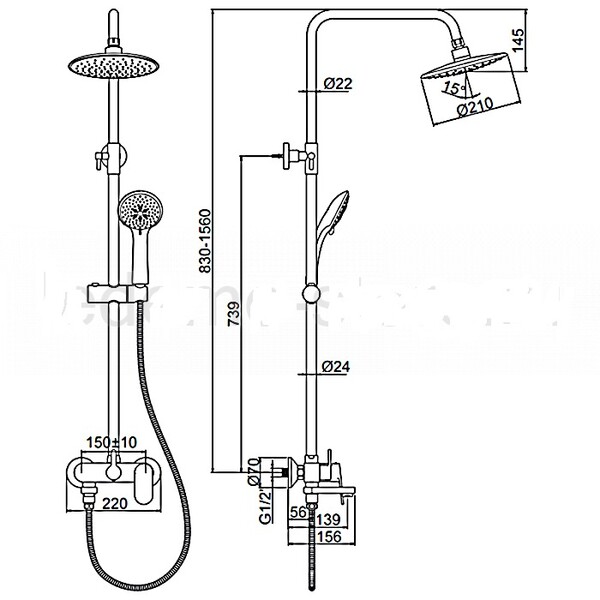 2410-1 Душевая система LEDEME со смесителем и тропическим душем 