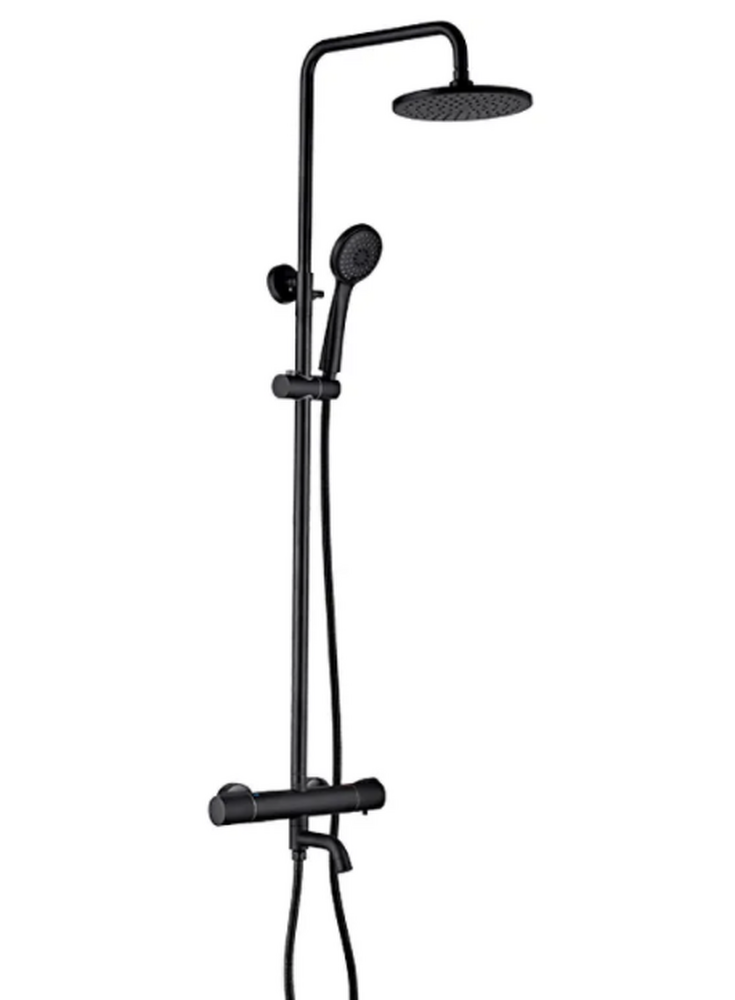 2422B Душевая система LEDEME с термостатическим смесителем и троп душем (черный)