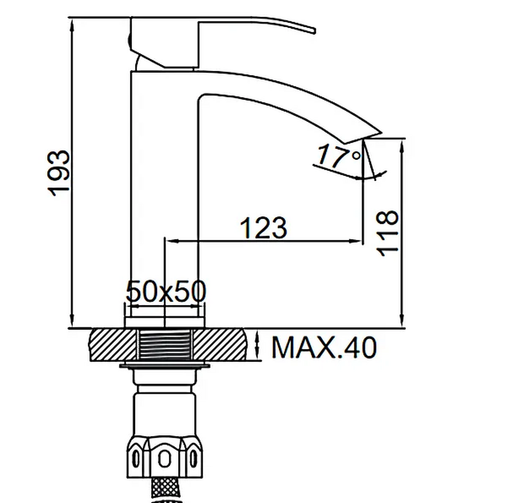 71017 Смеситель Тюльпан LEDEME d35 НЕРЖАВЕЙКА на гайке