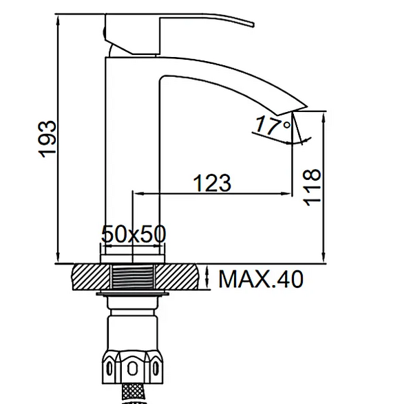 71017 Смеситель Тюльпан LEDEME d35 НЕРЖАВЕЙКА на гайке