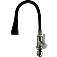74199-2 Смеситель Кухня LEDEME d35 с силиконовым изливом НЕРЖАВЕЙКА (черный/нерж)